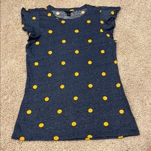 Ann Taylor Blue and Yellow Polka Dot Short Sleeve Tee